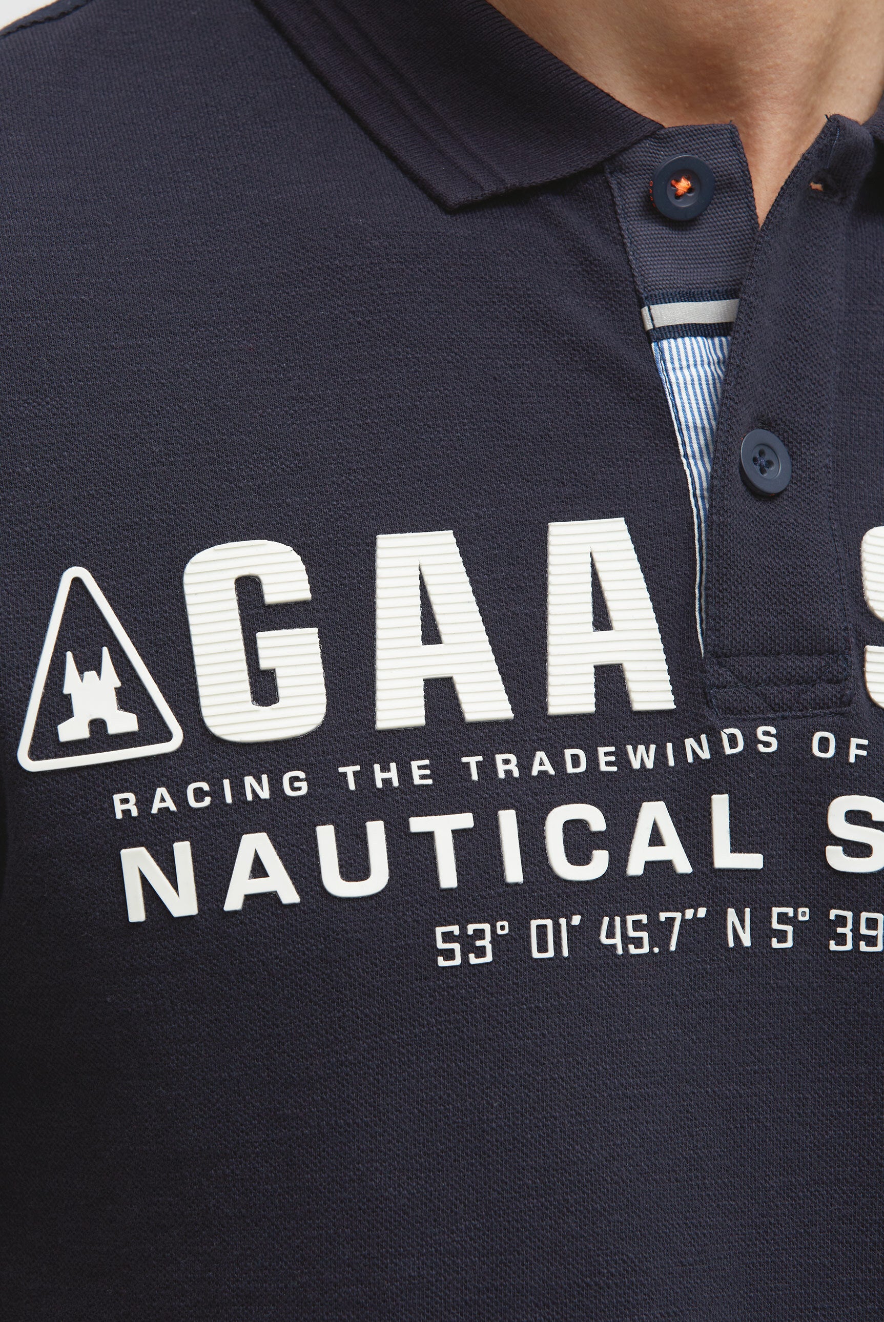 Poloshirt aus Pikee Slub mit Rubber Artwork blue navy