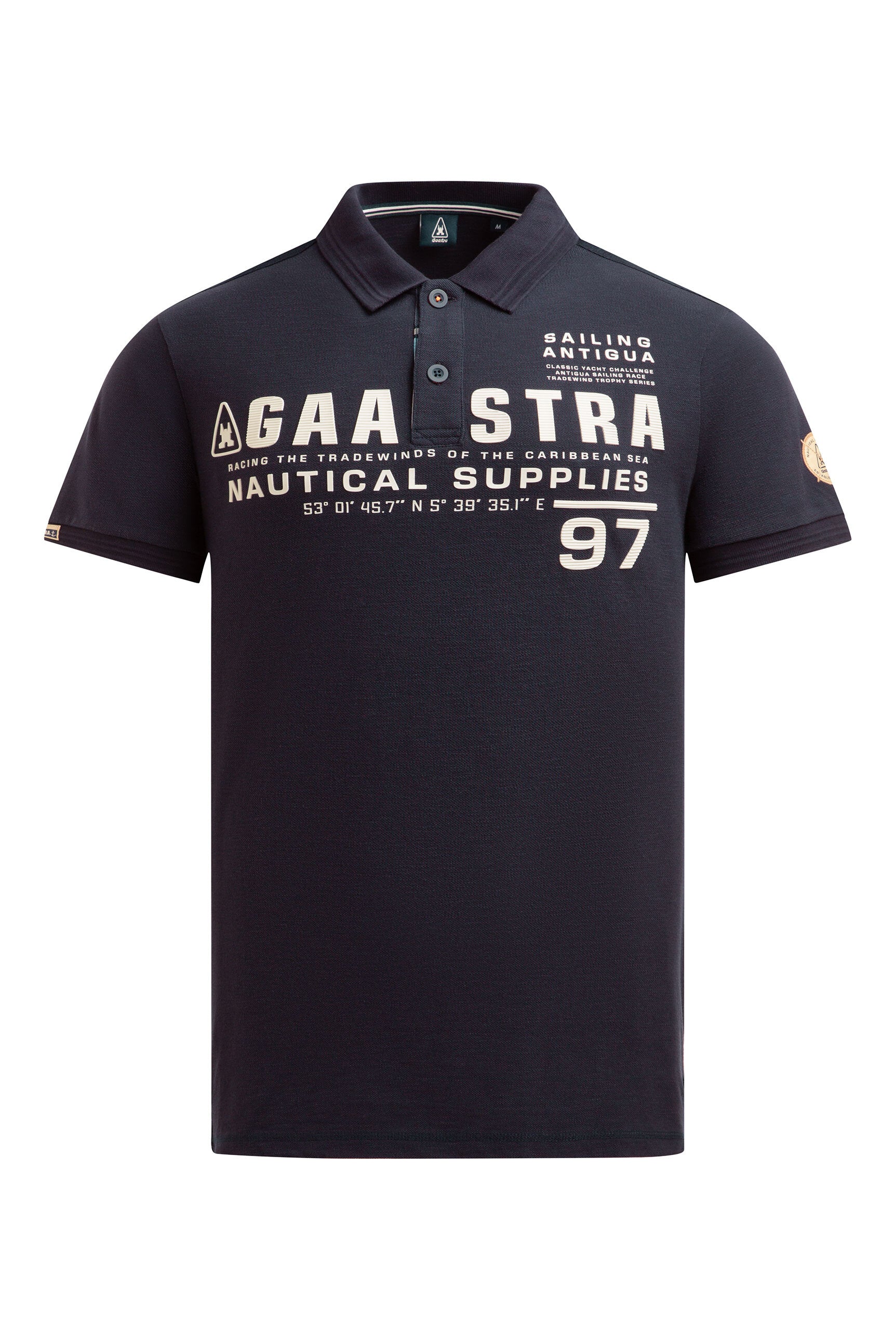 Poloshirt aus Pikee Slub mit Rubber Artwork blue navy