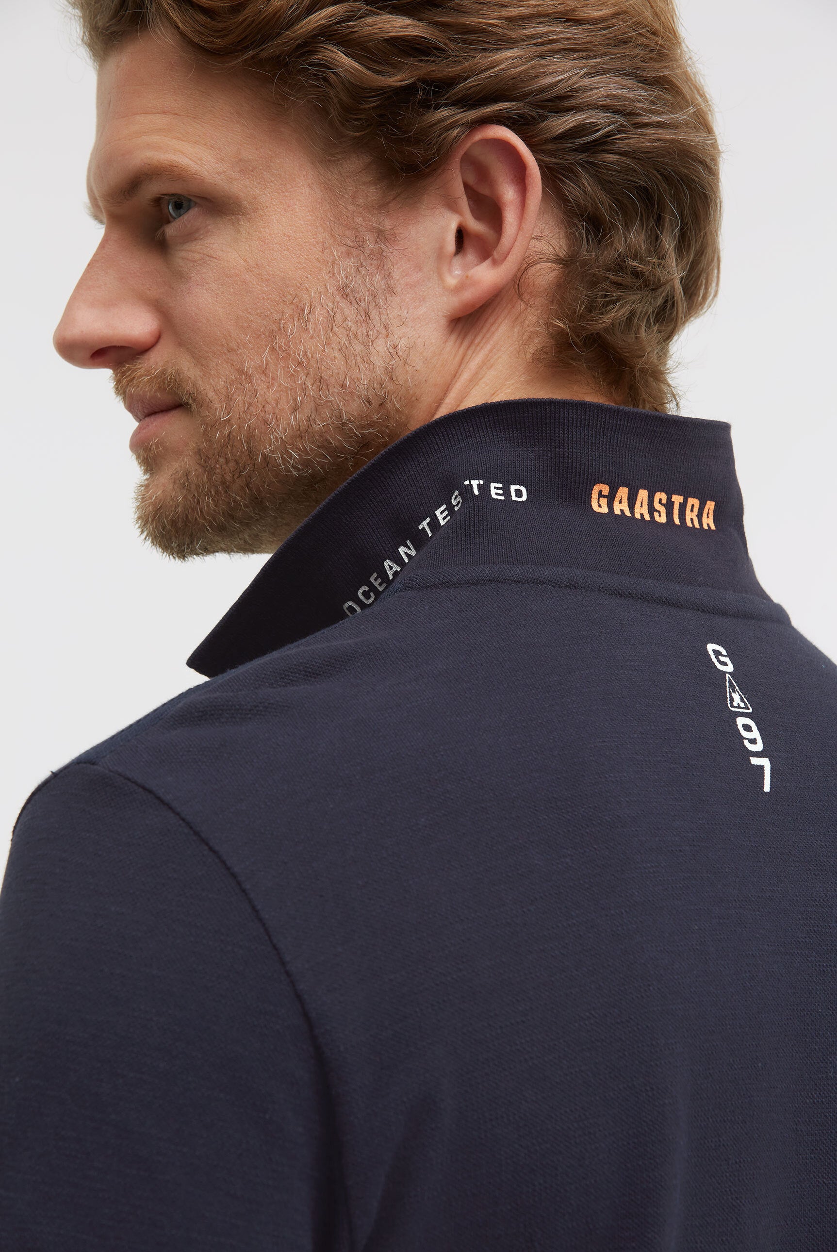 Poloshirt aus Pikee Slub mit Rubber Artwork blue navy