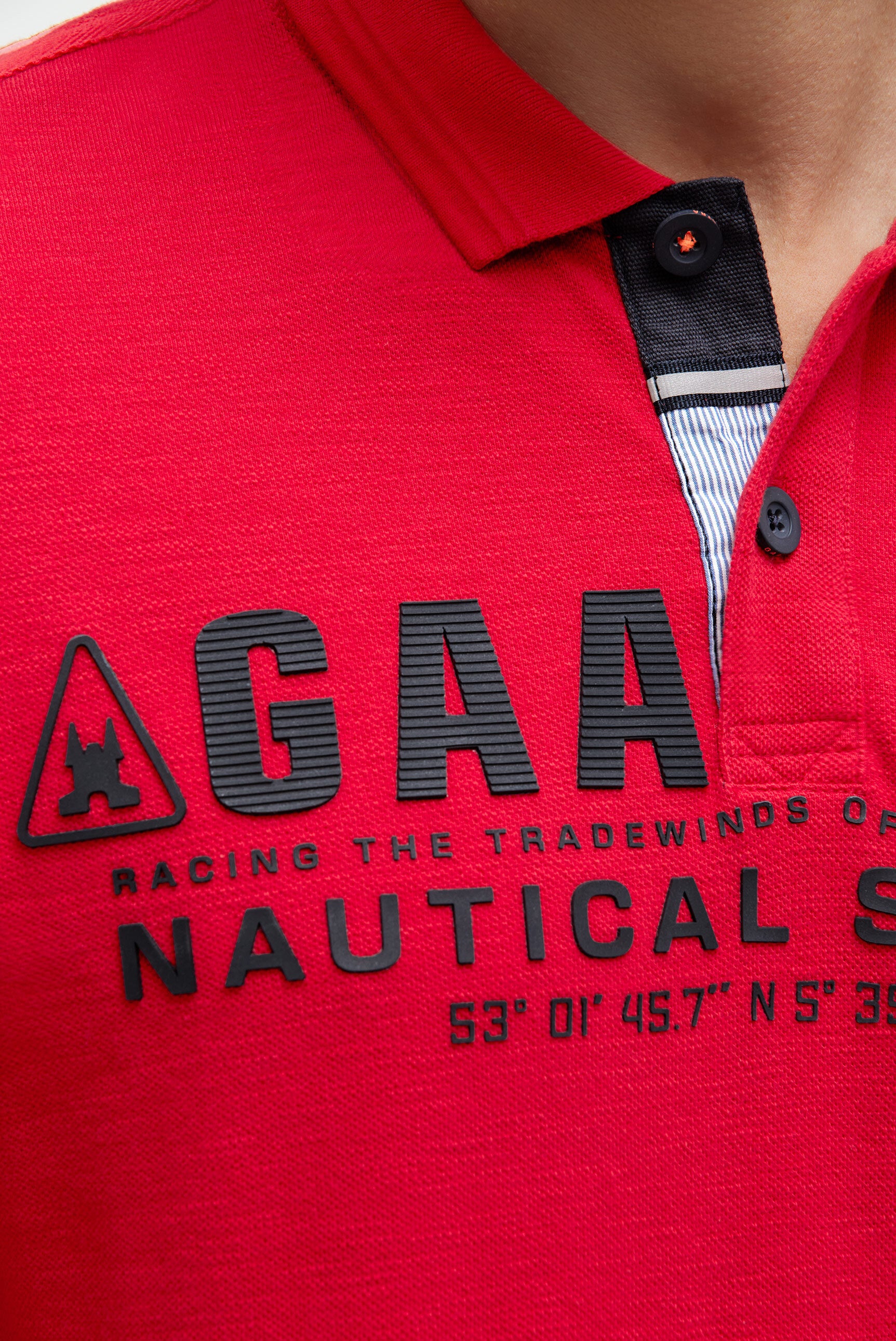 Poloshirt aus Pikee Slub mit Rubber Artwork core red