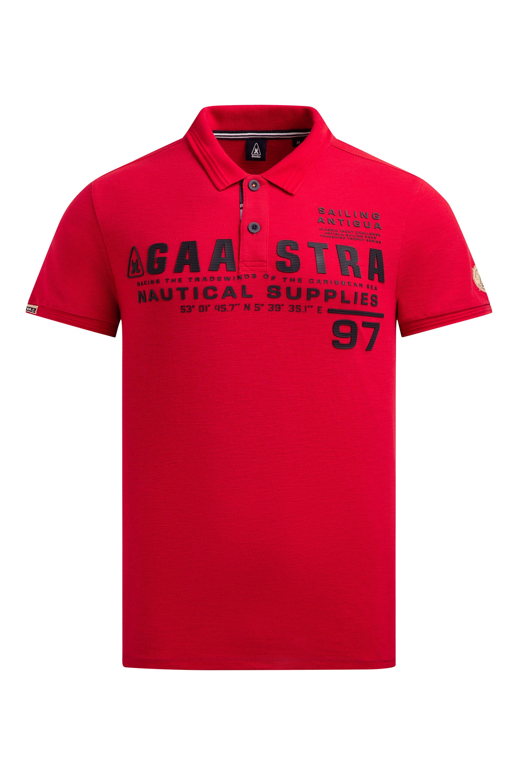 Poloshirt aus Pikee Slub mit Rubber Artwork core red