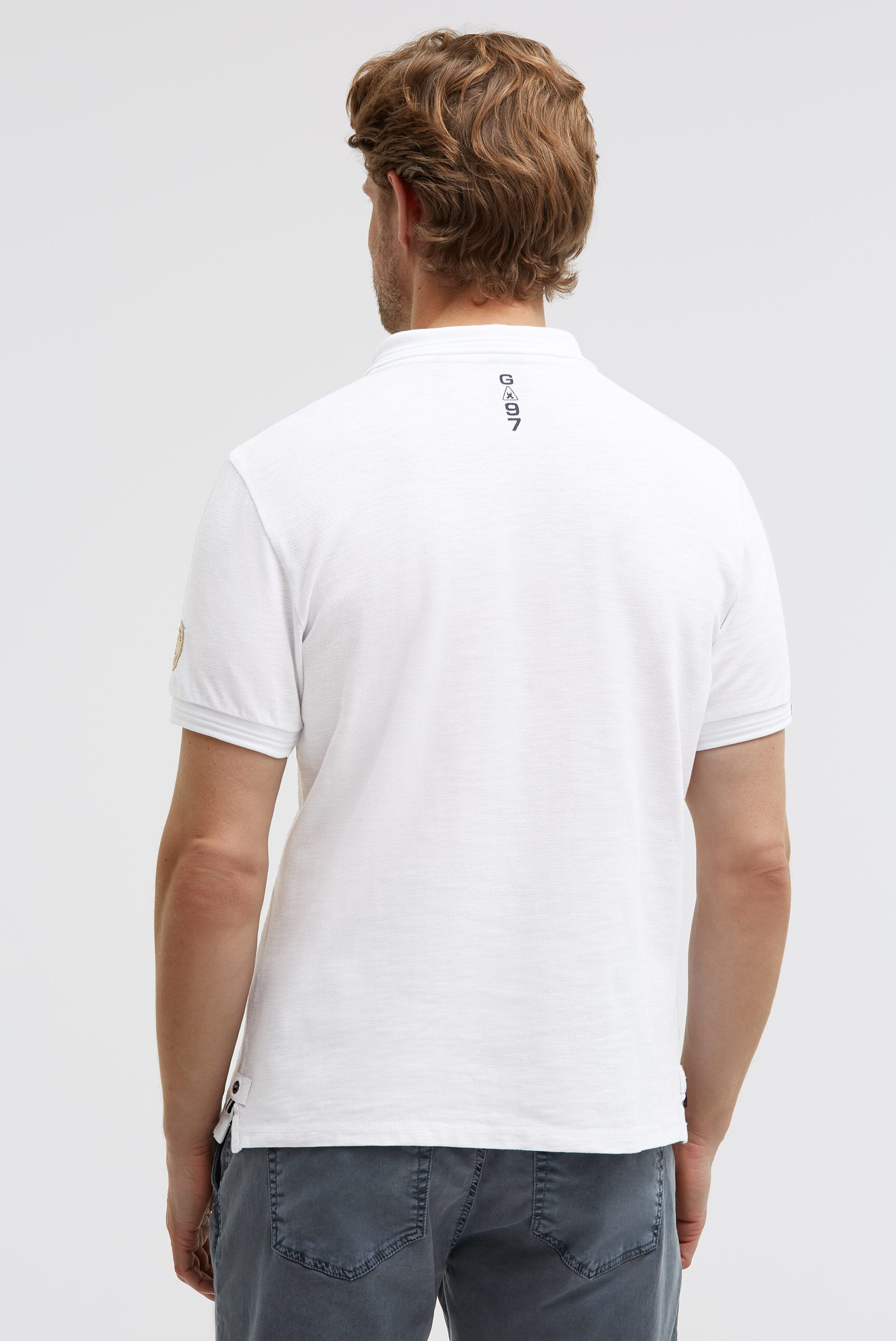Poloshirt aus Pikee Slub mit Rubber Artwork opticwhite