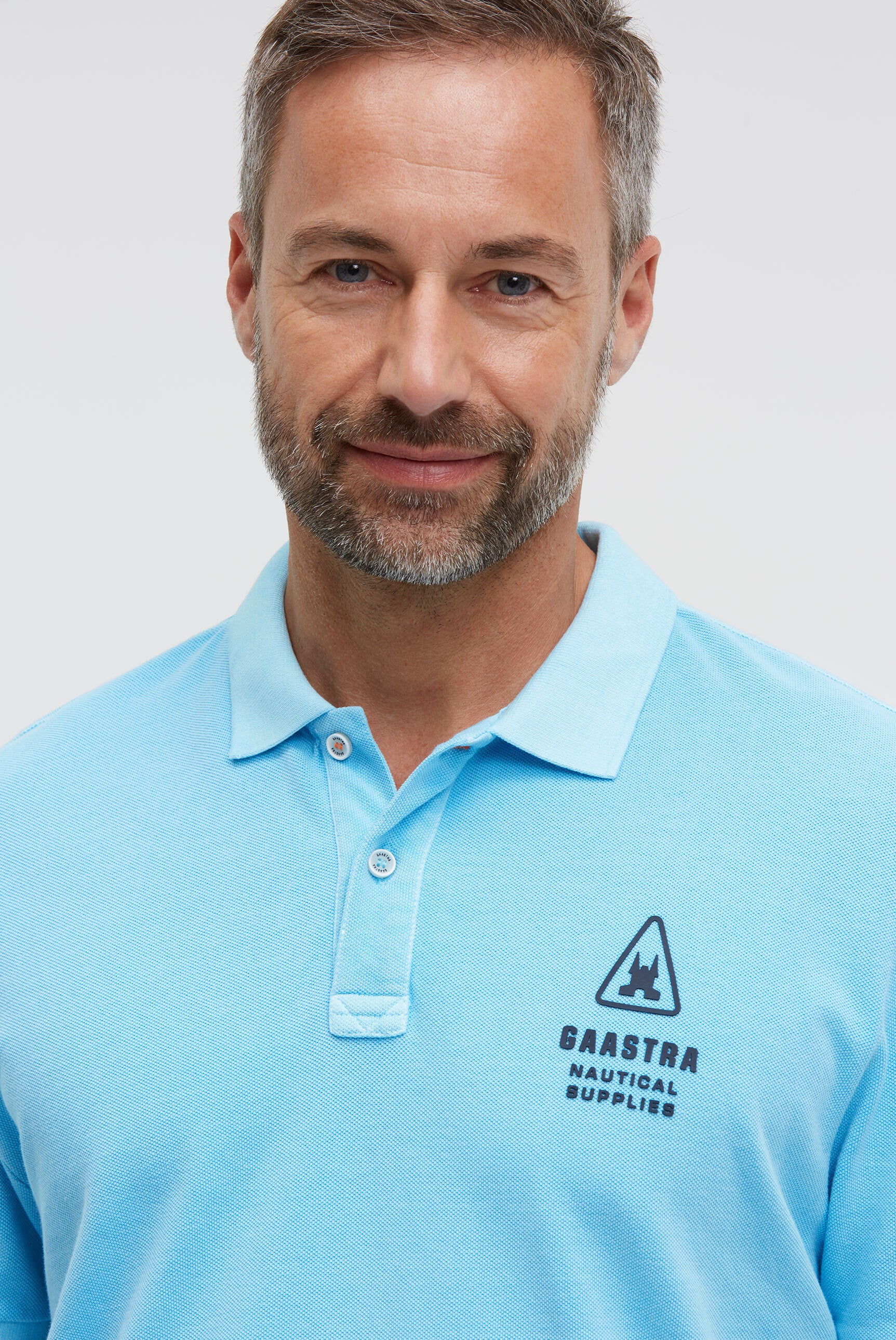 Poloshirt Kurzarm aus Pikee mit Rubber Logo aquarius