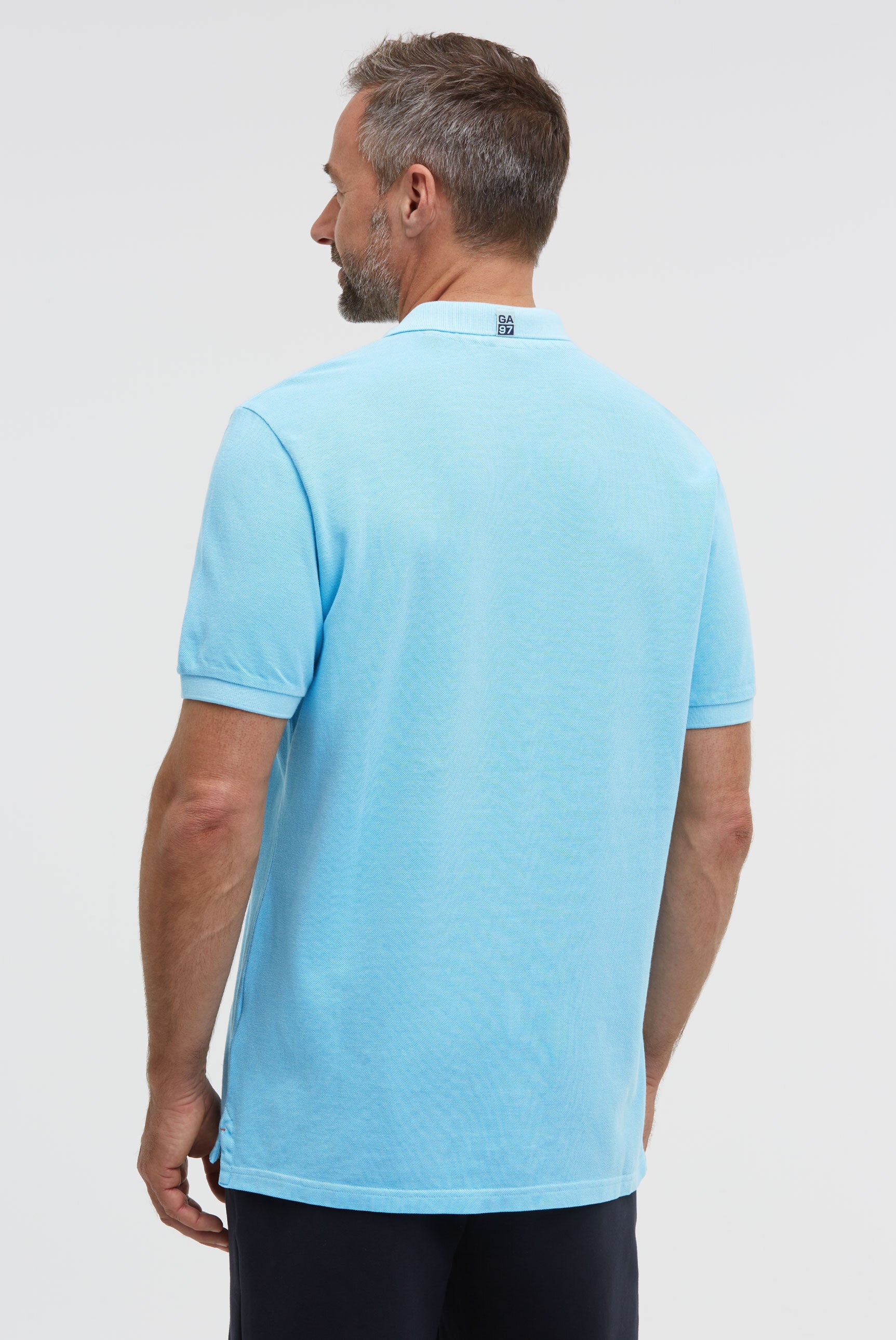 Poloshirt Kurzarm aus Pikee mit Rubber Logo aquarius