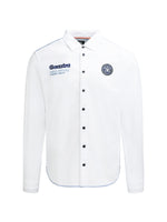 Strukturiertes Langarmhemd mit Logo-Stickerei opticwhite