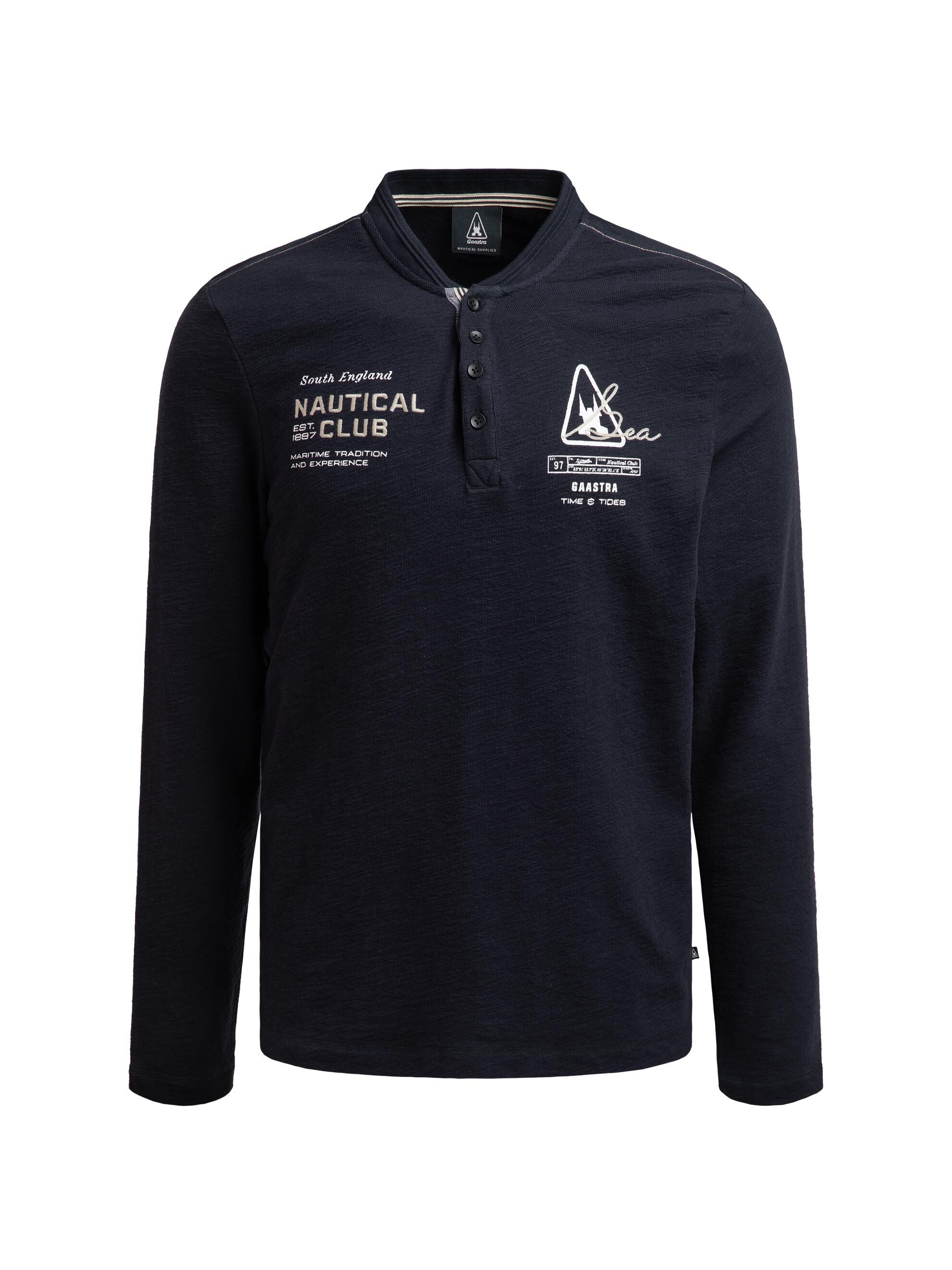 Henley-Longsleeve mit Print und Stickereien blue whale