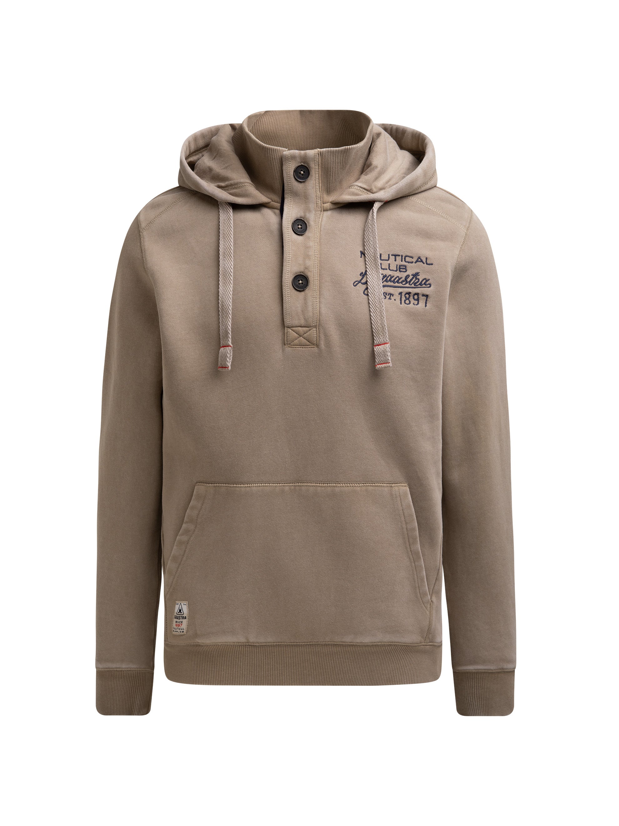 Hoodie mit Stehkragen, Knopfleiste und Rücken-Artwork coastal path