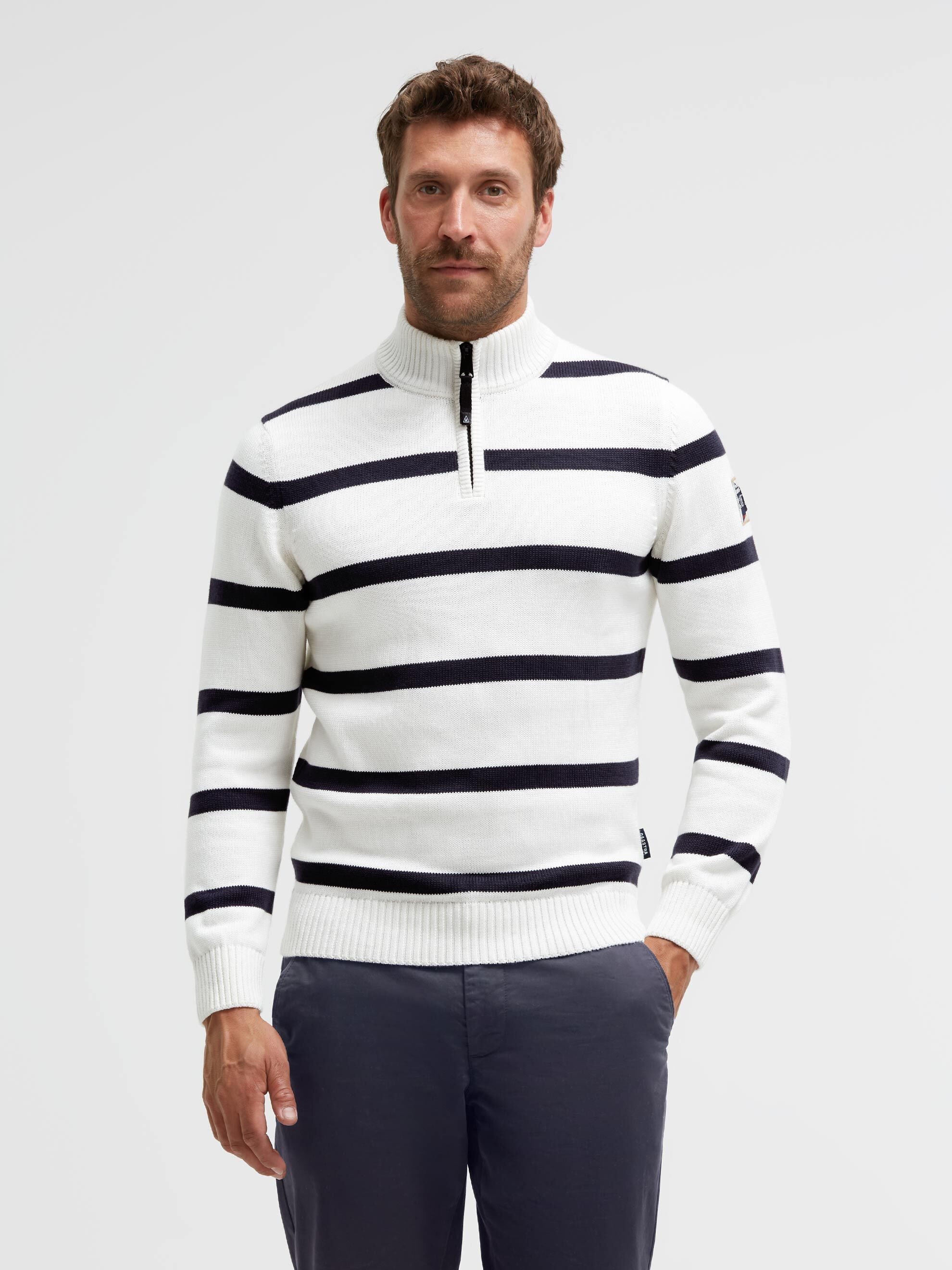 Troyer-Pullover mit Streifenmuster ivory