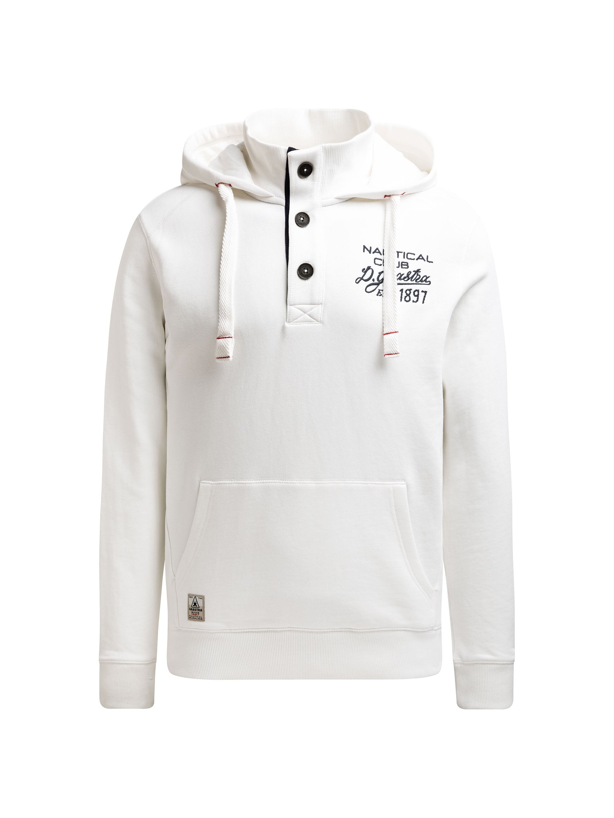 Hoodie mit Stehkragen, Knopfleiste und Rücken-Artwork ivory