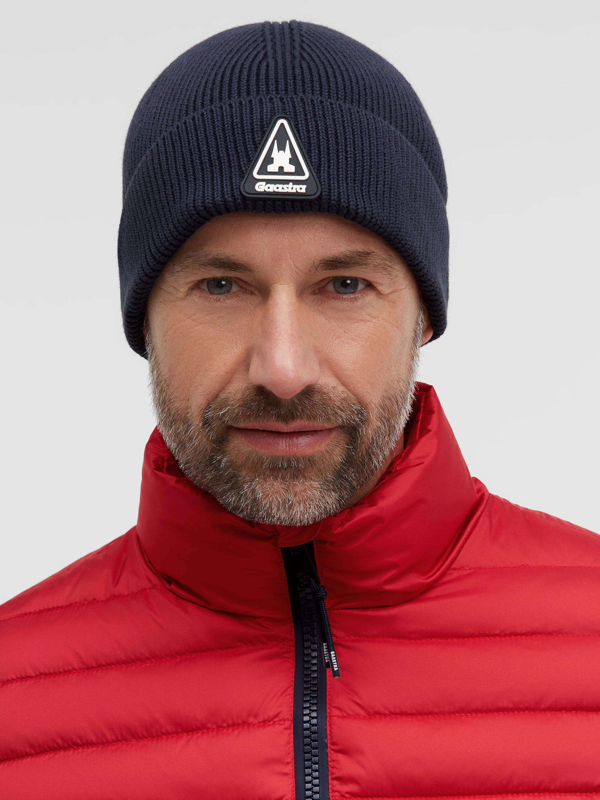 Ribbed Knit Beanie with Rubber Patch